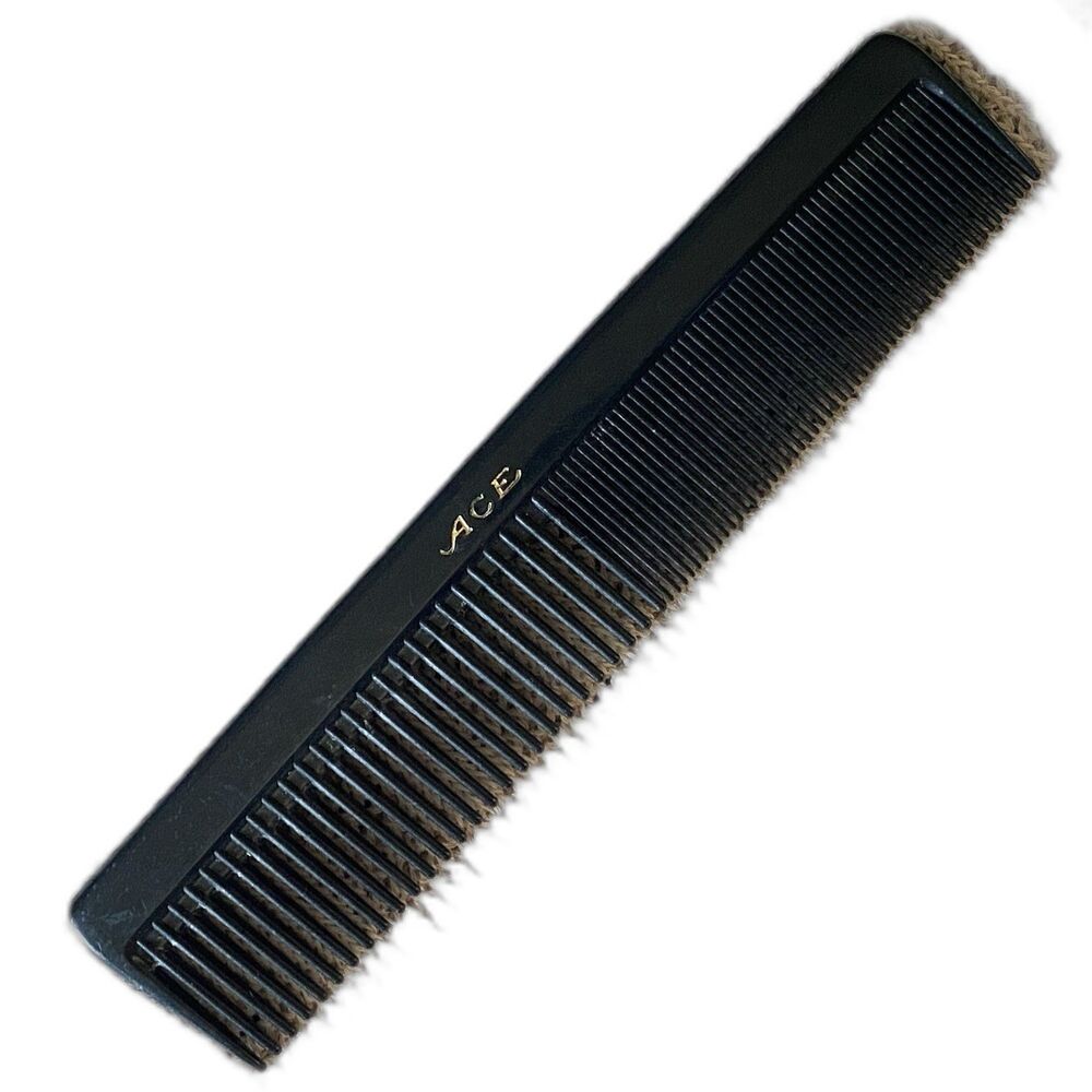 Vintage ACE Hair Comb Styling Hard Plastic Wide Fine Barber 7" Black